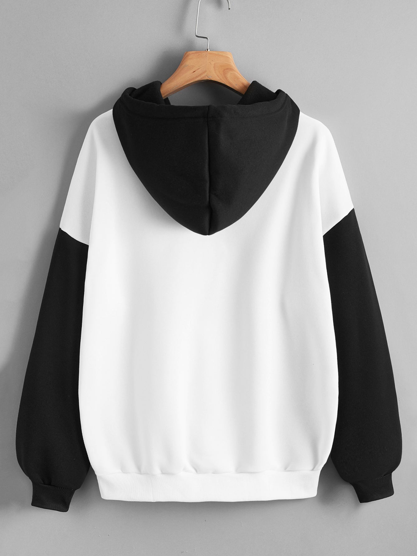 Fleece Lined Thickened Hooded Color Matching Hoodie Women Fashionable Autumn Winter Korean Contrast Color Delivery