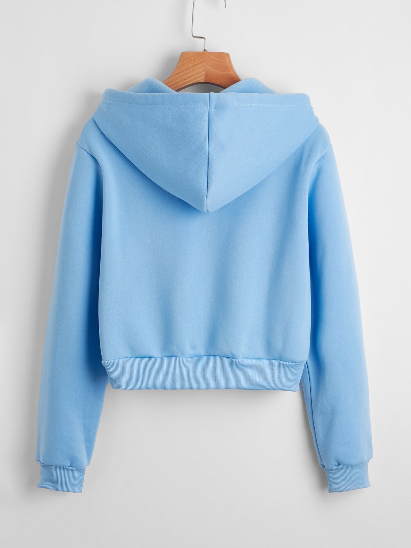Autumn Street Hipster Hooded Short Cotton White round Neck Cute Solid Color Pullover Hoodie