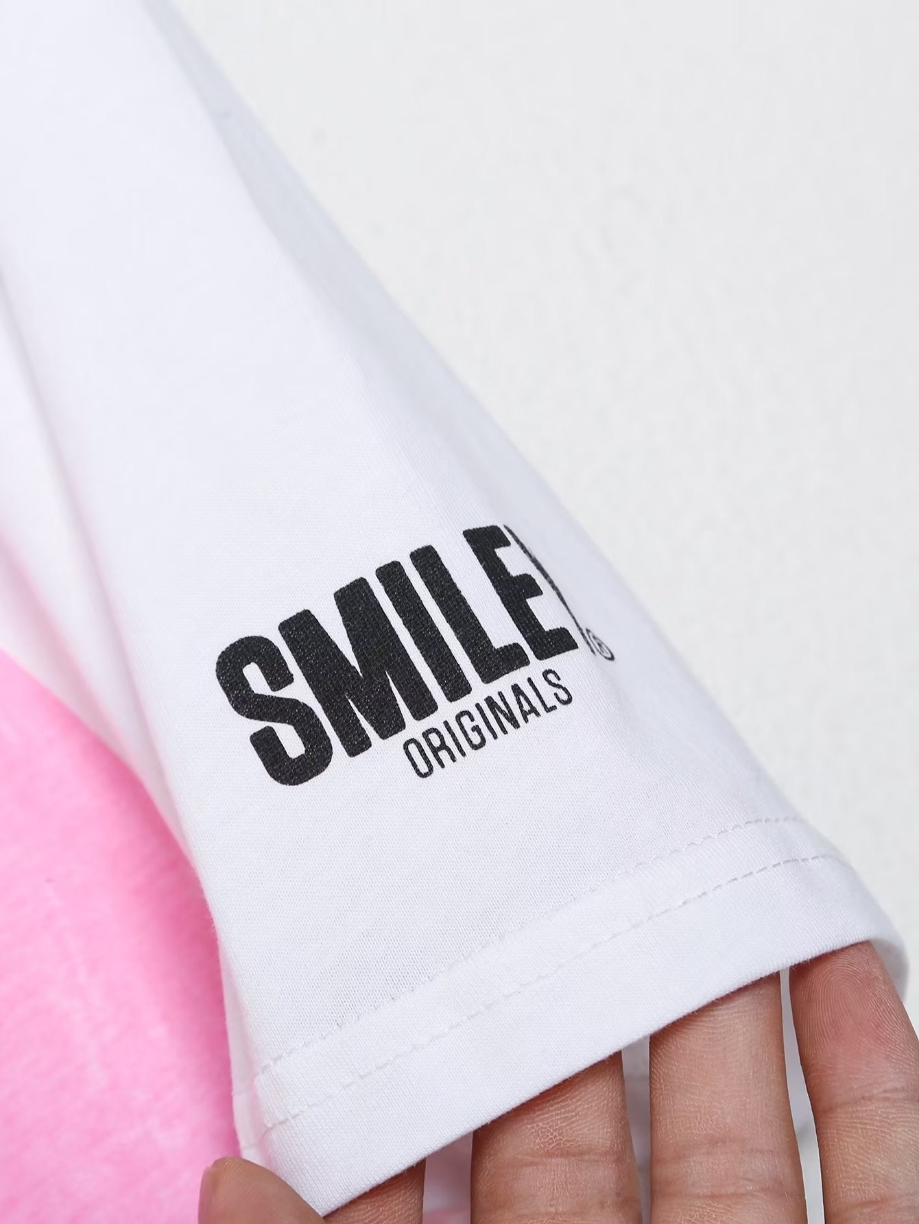 Women Clothing Fun College round Neck Smiley Face Icon Printed T shirt