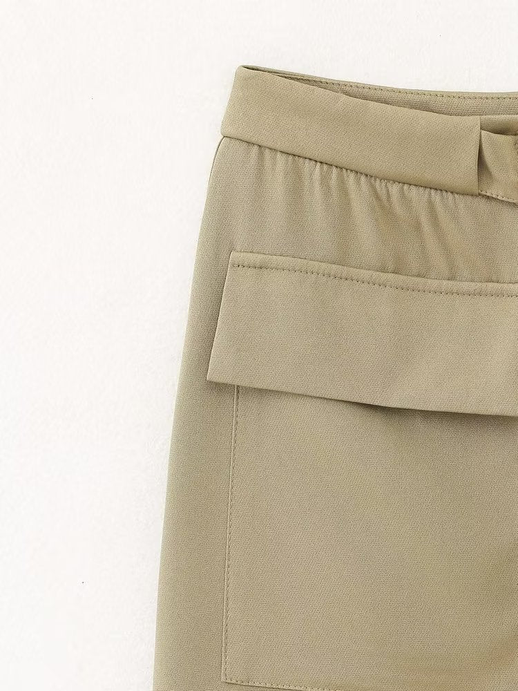 Spring Women Slim Fit High Waist Overalls Midi Skirt