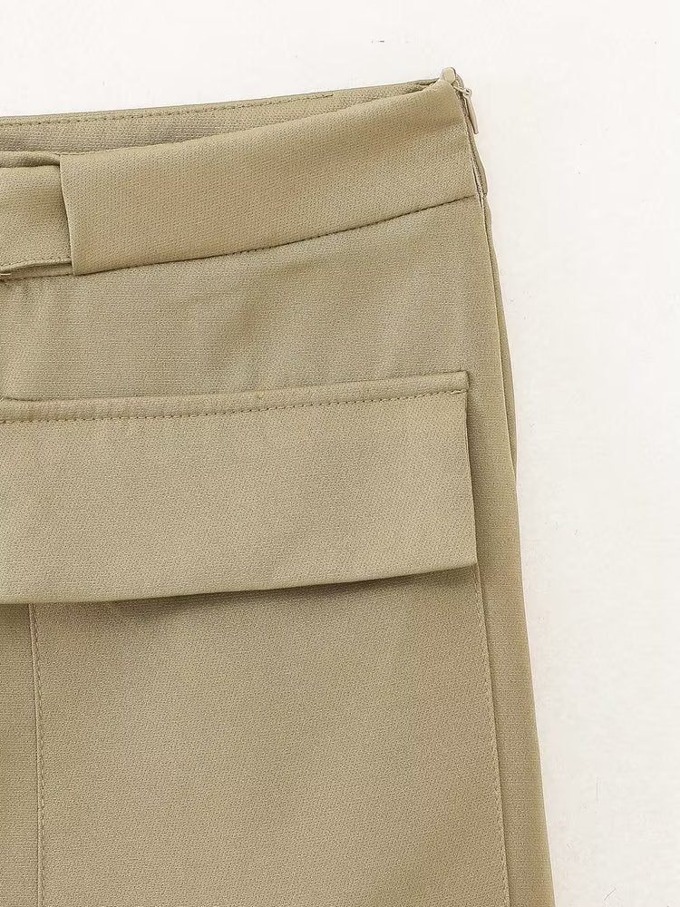 Spring Women Slim Fit High Waist Overalls Midi Skirt
