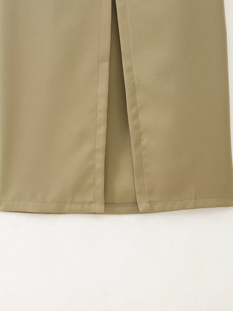Spring Women Slim Fit High Waist Overalls Midi Skirt