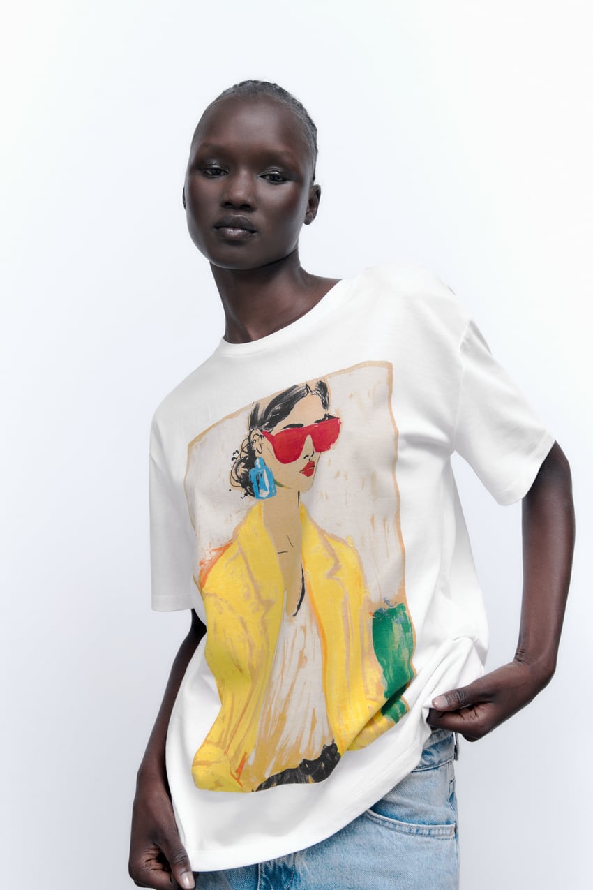 Autumn White Women Clothing Street Girl Pattern Printed Short Sleeve T shirt