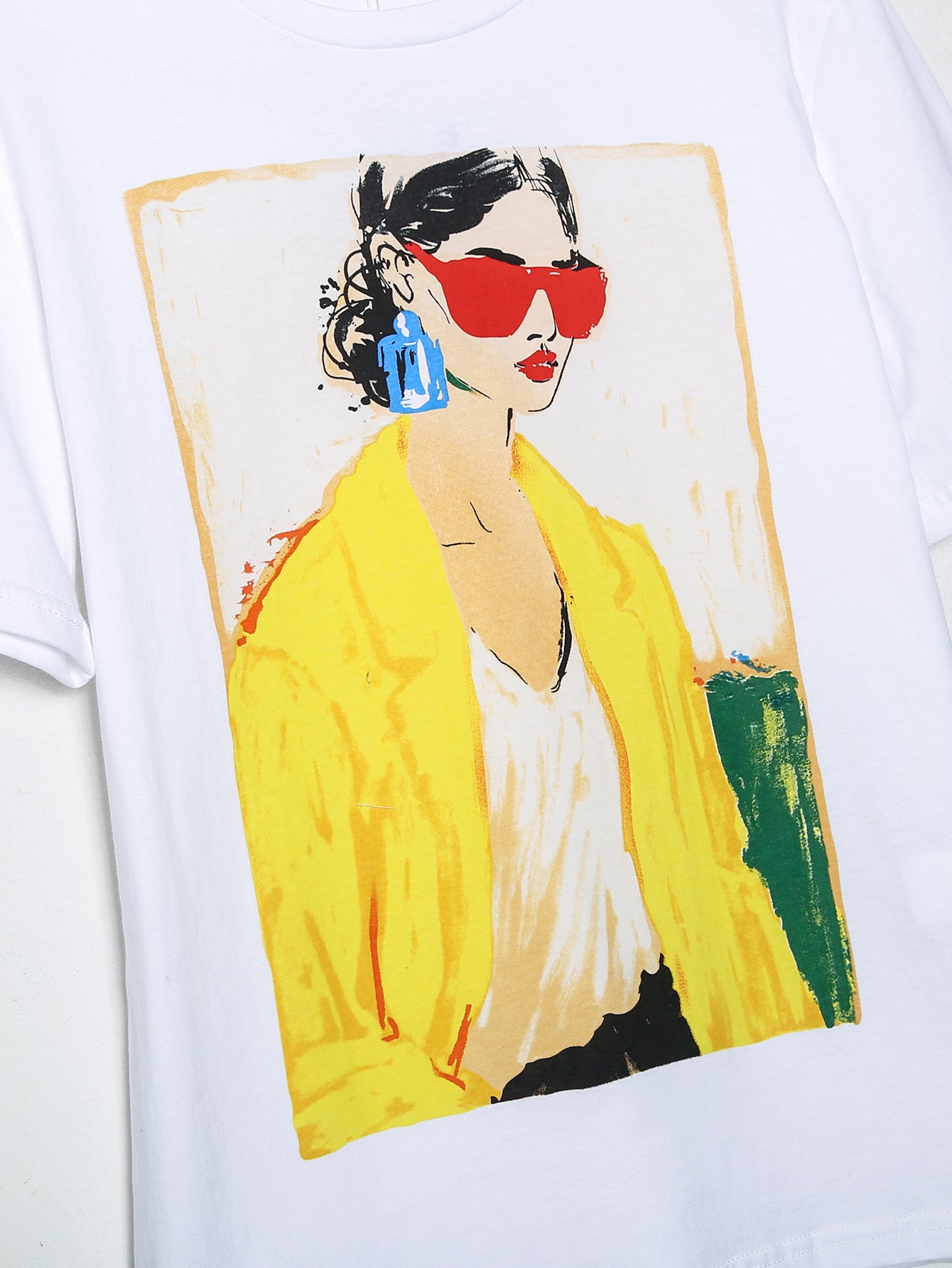 Autumn White Women Clothing Street Girl Pattern Printed Short Sleeve T shirt