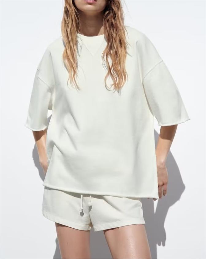 Summer Women Stretch High Waist Shorts Loose Cotton Short Sleeve T shirt