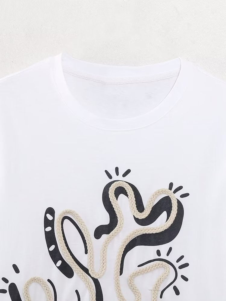 Women Tassel Yarn Decorative T shirt