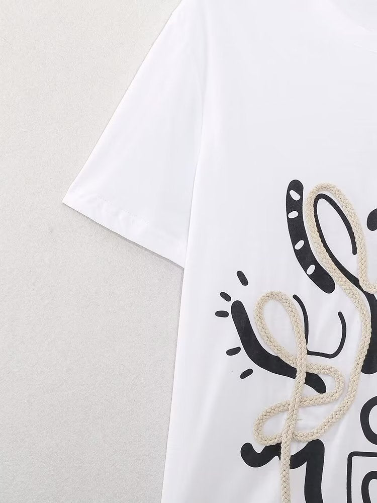 Women Tassel Yarn Decorative T shirt