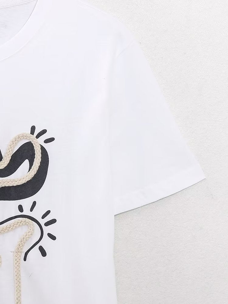 Women Tassel Yarn Decorative T shirt