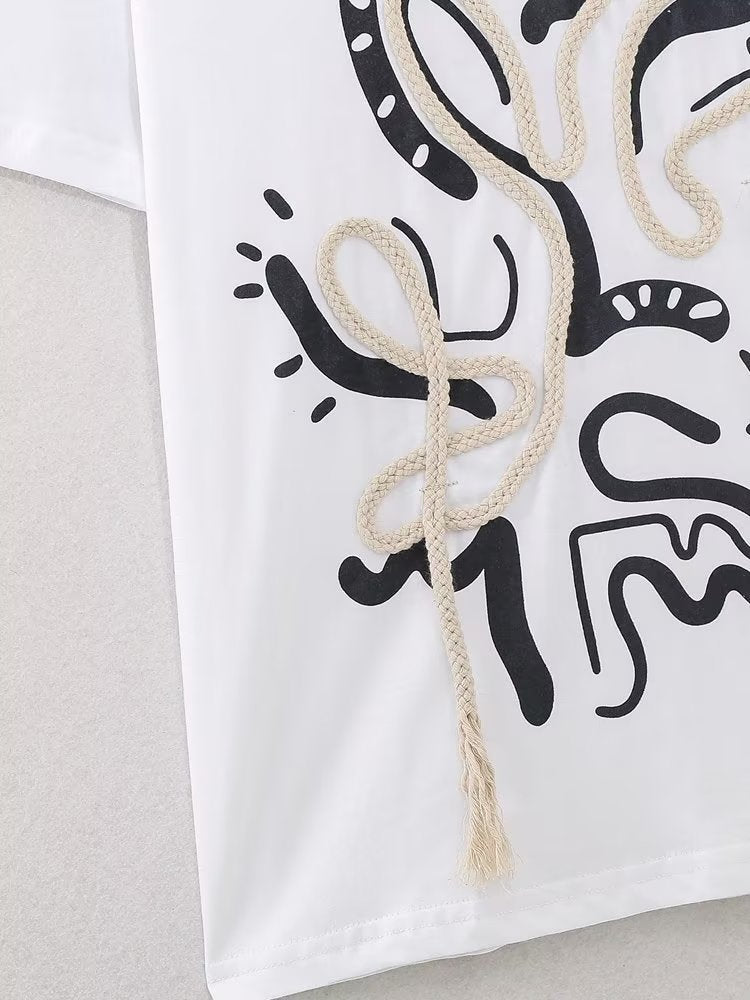 Women Tassel Yarn Decorative T shirt