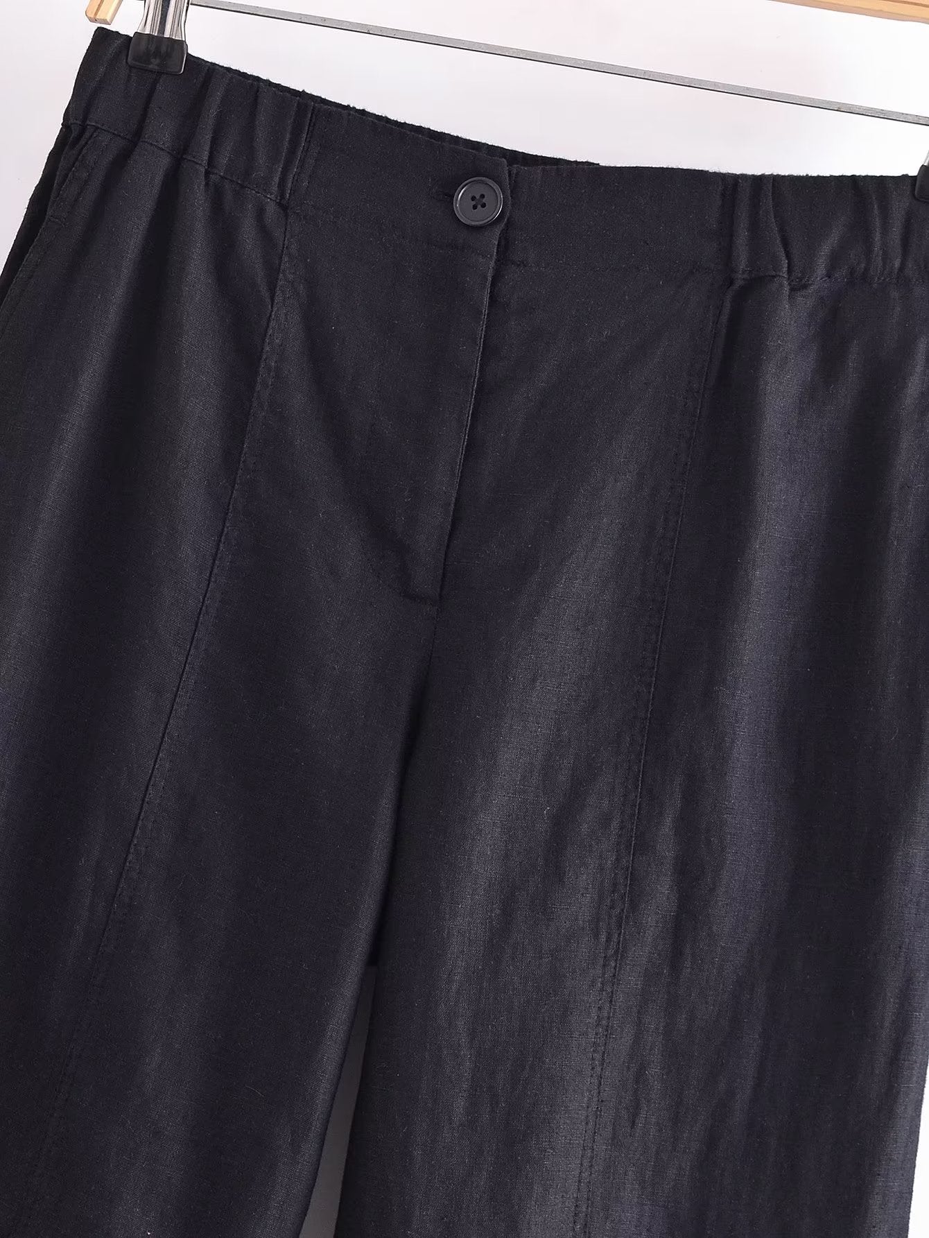 Summer Women Clothing Elastic Waist Bowknot Decoration Linen Pants