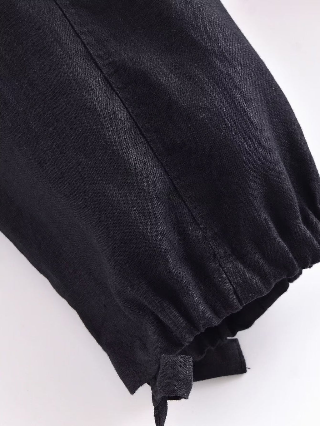 Summer Women Clothing Elastic Waist Bowknot Decoration Linen Pants