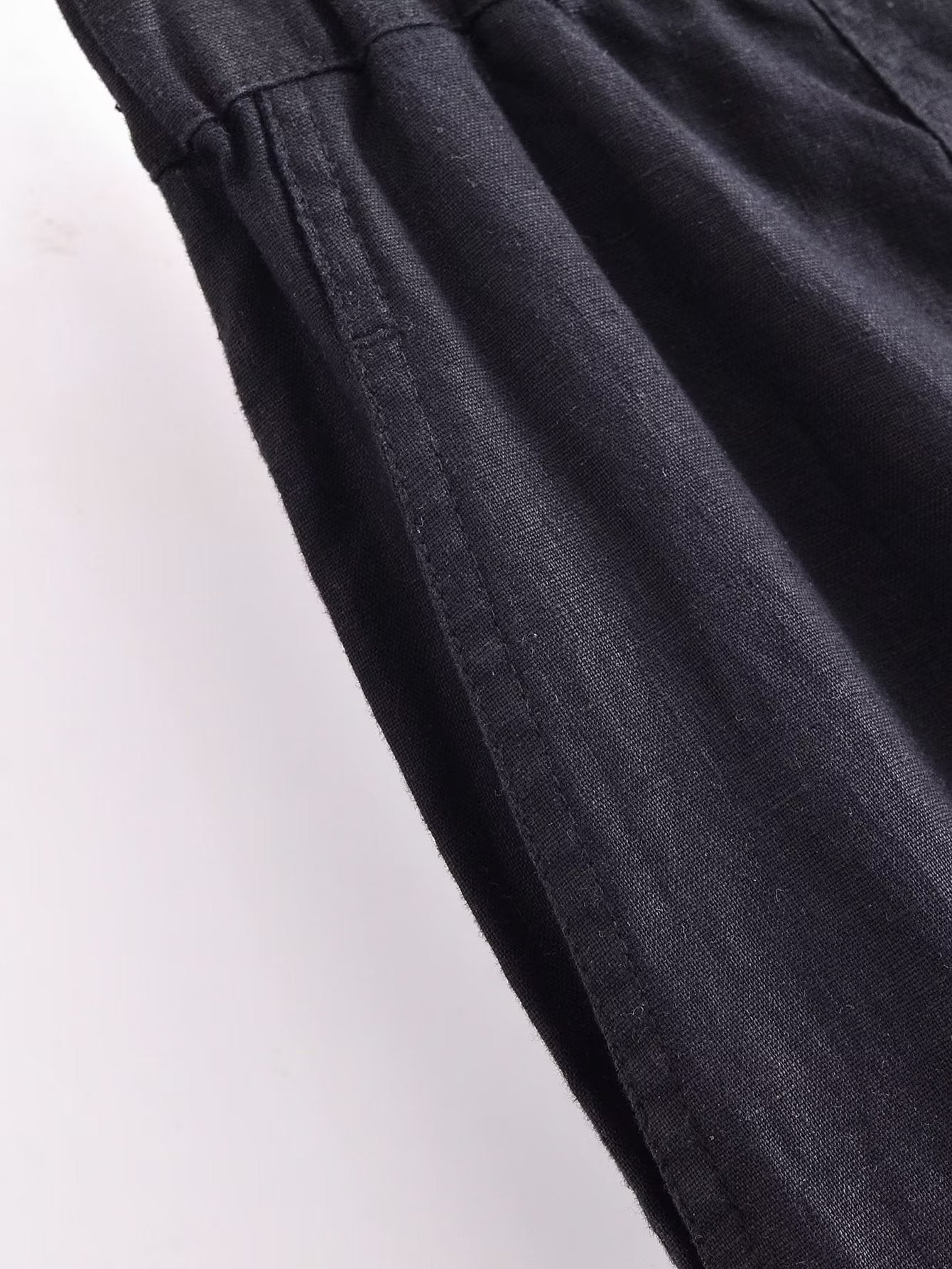 Summer Women Clothing Elastic Waist Bowknot Decoration Linen Pants