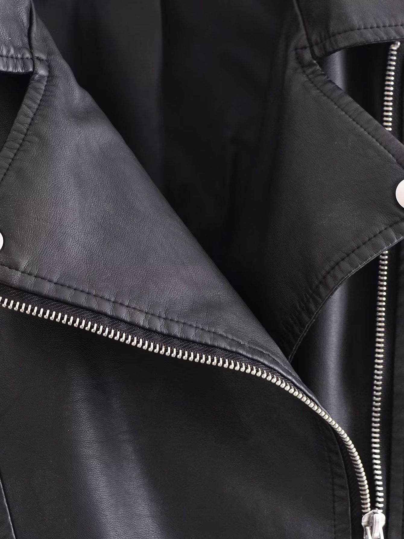 Spring Women Clothing Zipper Ornament Motorcycle Leather Coat Black Leather Jacket Coat