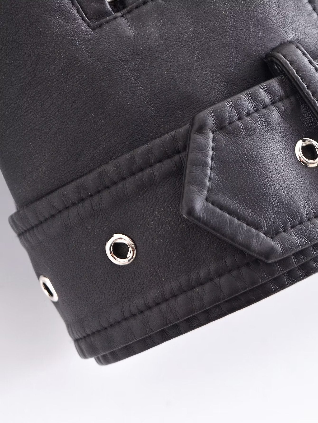 Spring Women Clothing Zipper Ornament Motorcycle Leather Coat Black Leather Jacket Coat