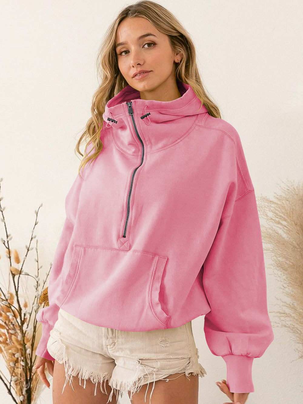 Hooded Sweatshirt Women Clothing Tide Brand Sports Hoodie Zipper Drawstring Long Sleeve Top