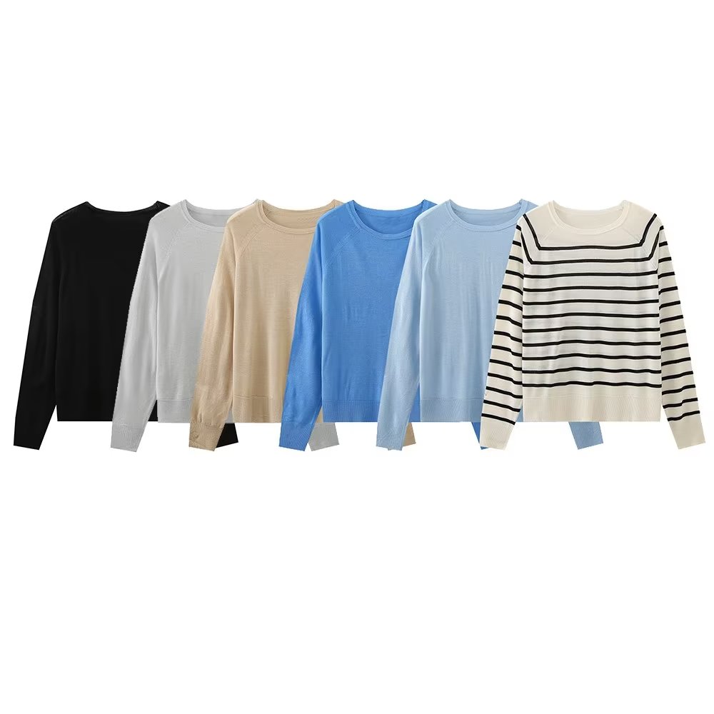 Women Clothing Loose Slimming Pullover Sweatshirt Simple Sweatshirt Top
