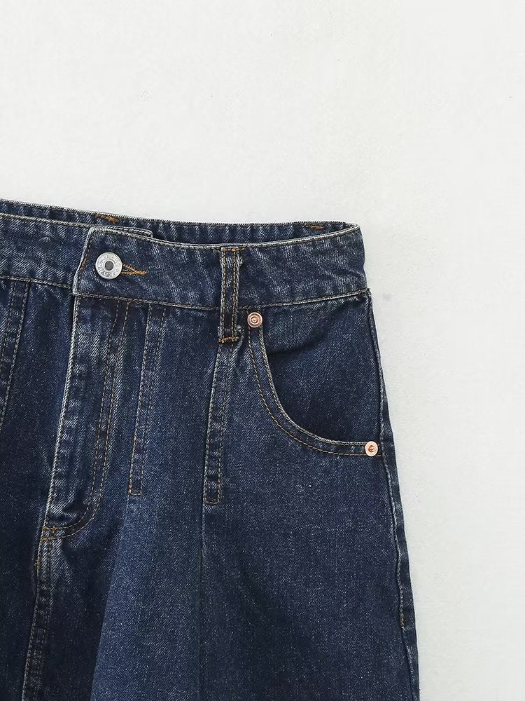 Sexy Small Pleated Denim Skirt Autumn High Waist Slimming A line Skirt Niche Skirt