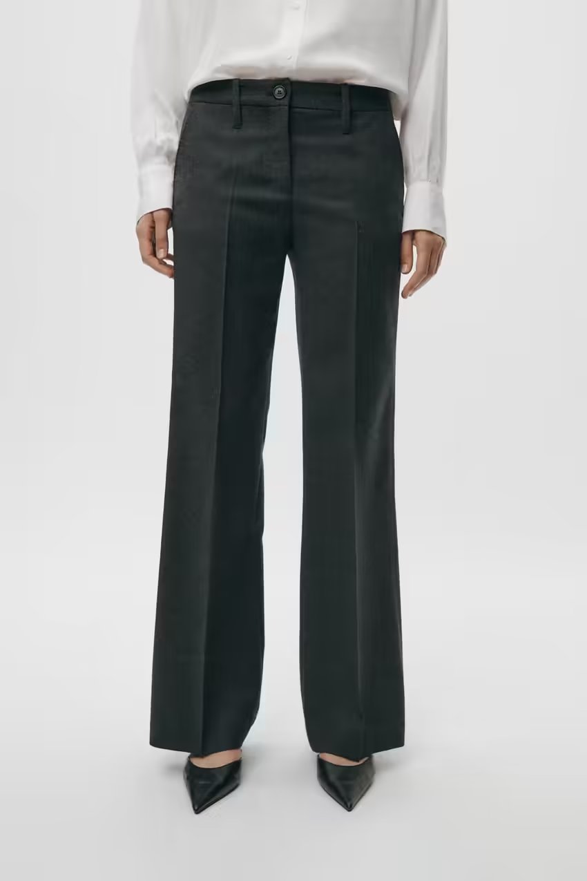 Fall Women Clothing Blended Blazer Straight Leg Pants