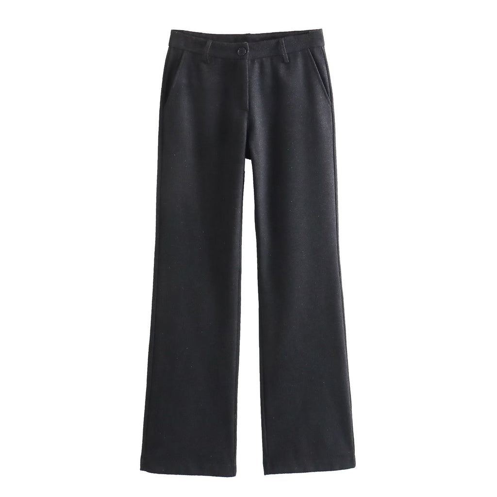 Fall Women Clothing Blended Blazer Straight Leg Pants
