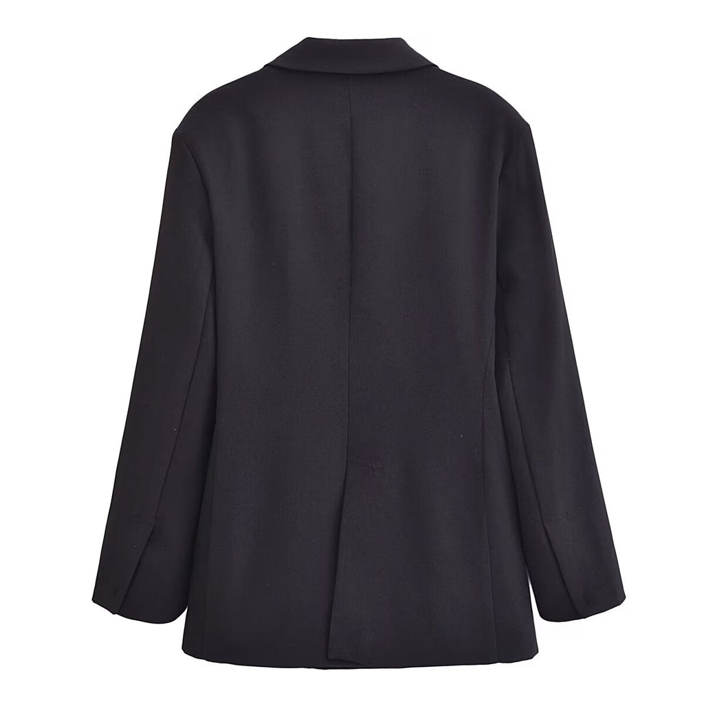 Women Autumn Button Decoration Double Breasted Blazer