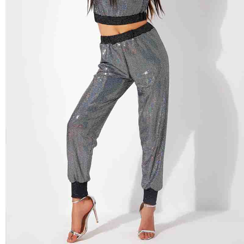 Sweatpants Women Stage Seven Color Sequ Ankle Tied Trousers Elastic Waist Casual Trousers