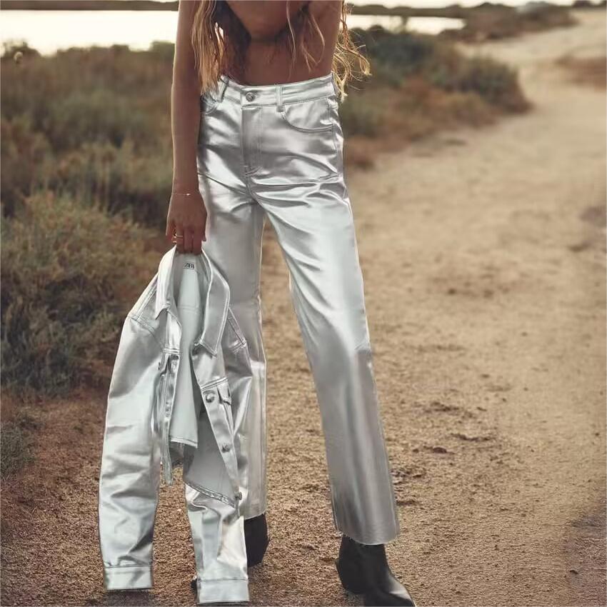 Autumn Clothing Women Rock Metal Series Straight Leg Pants