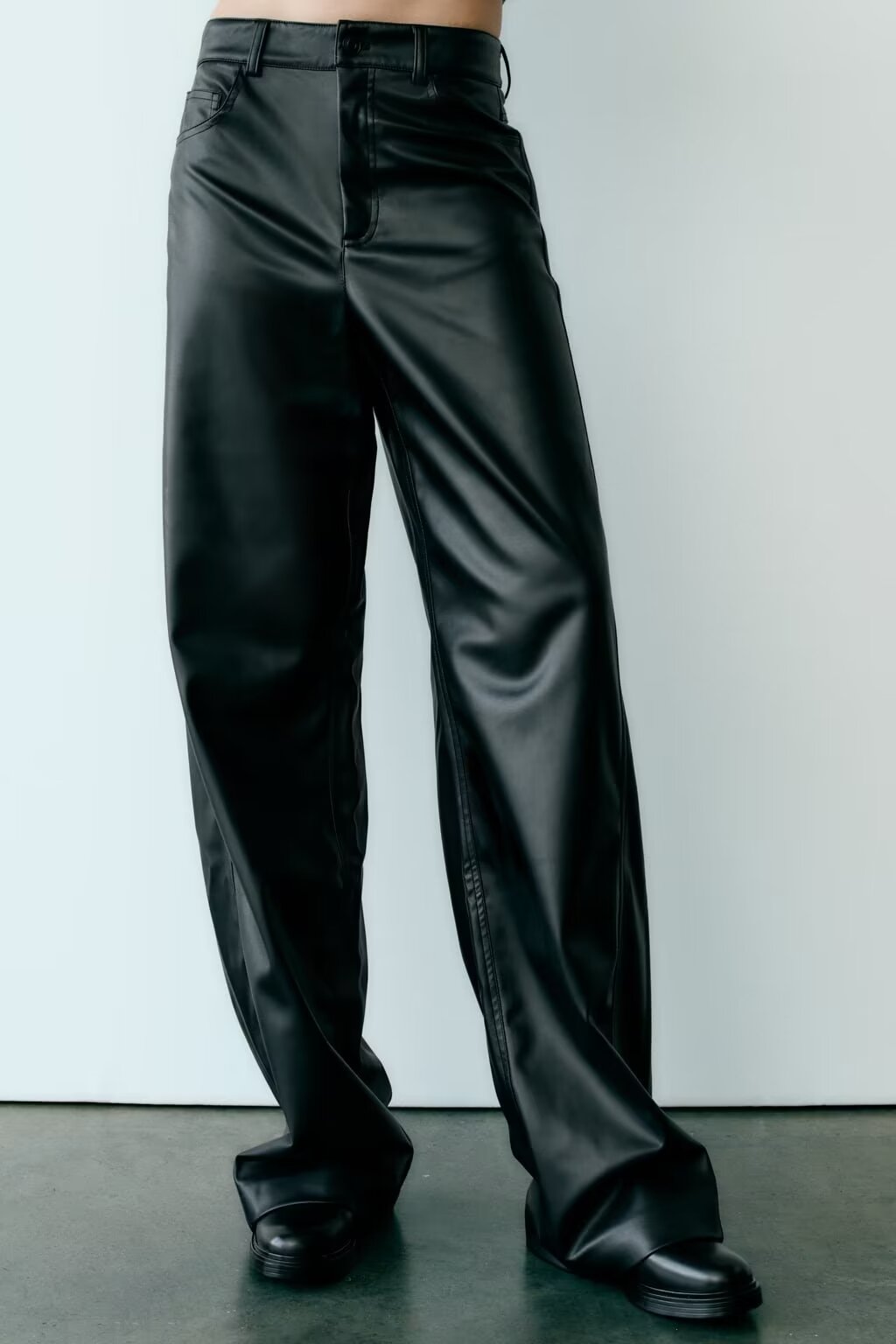 Women Autumn Faux Leather Pants Faux Leather Straight Leg Pants Casual Pants