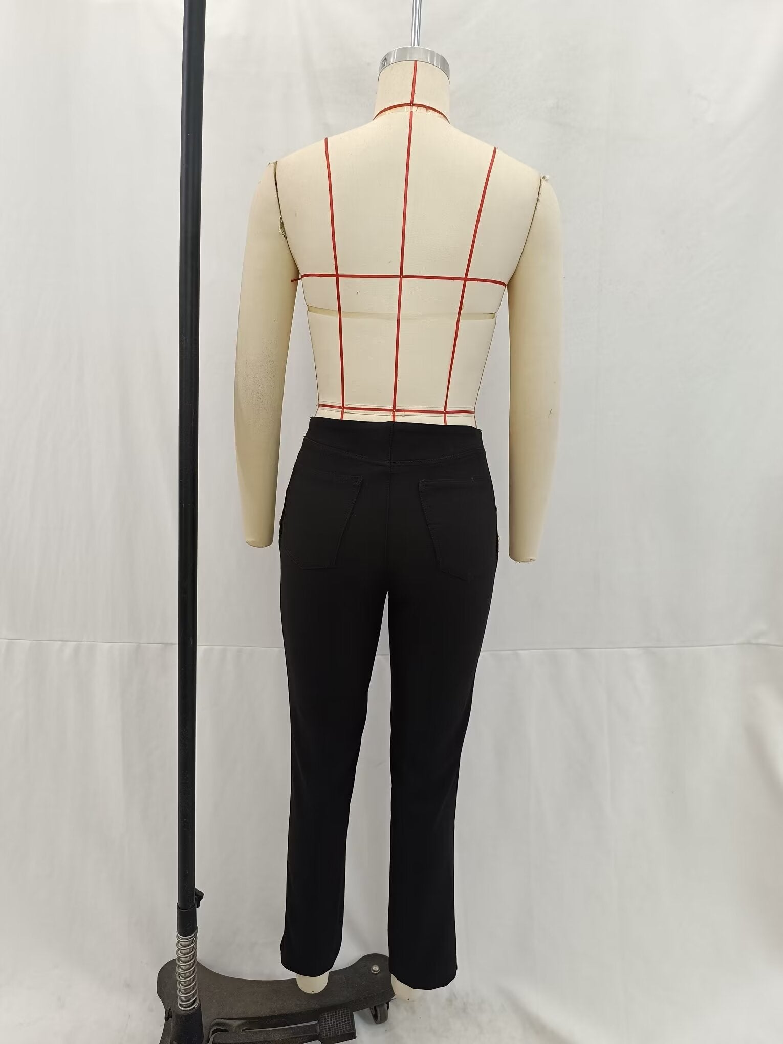 Women Clothing French Slim Fit Breasted Straight Leg Pants Trousers