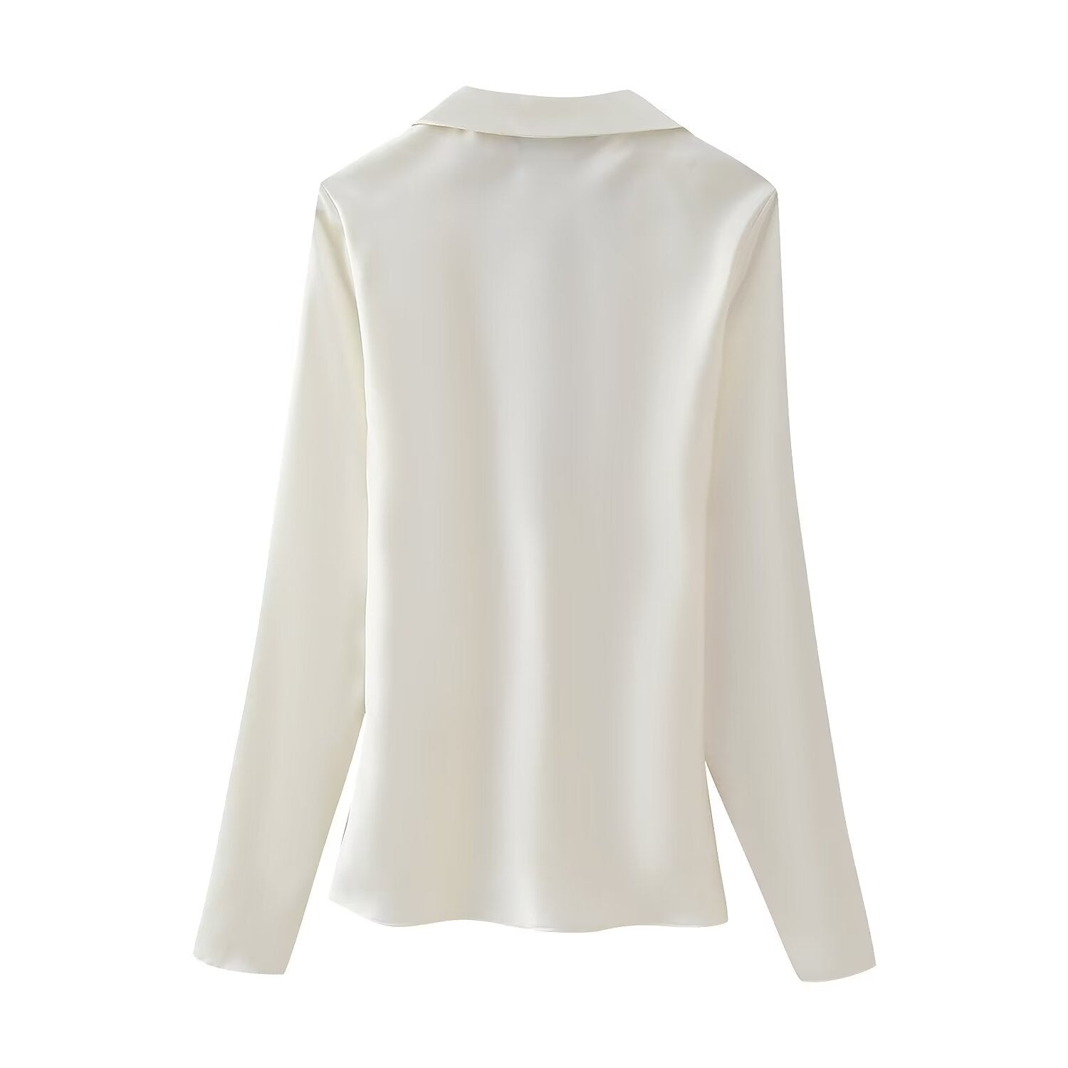 Women Clothing French Bowknot Decoration Silk Satin Textured Shirt