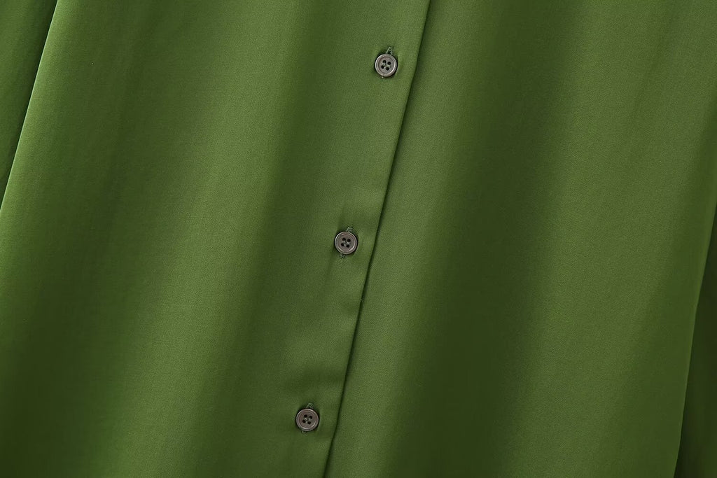Winter Women Clothing Casual All Match Silk Satin Textured Shirt
