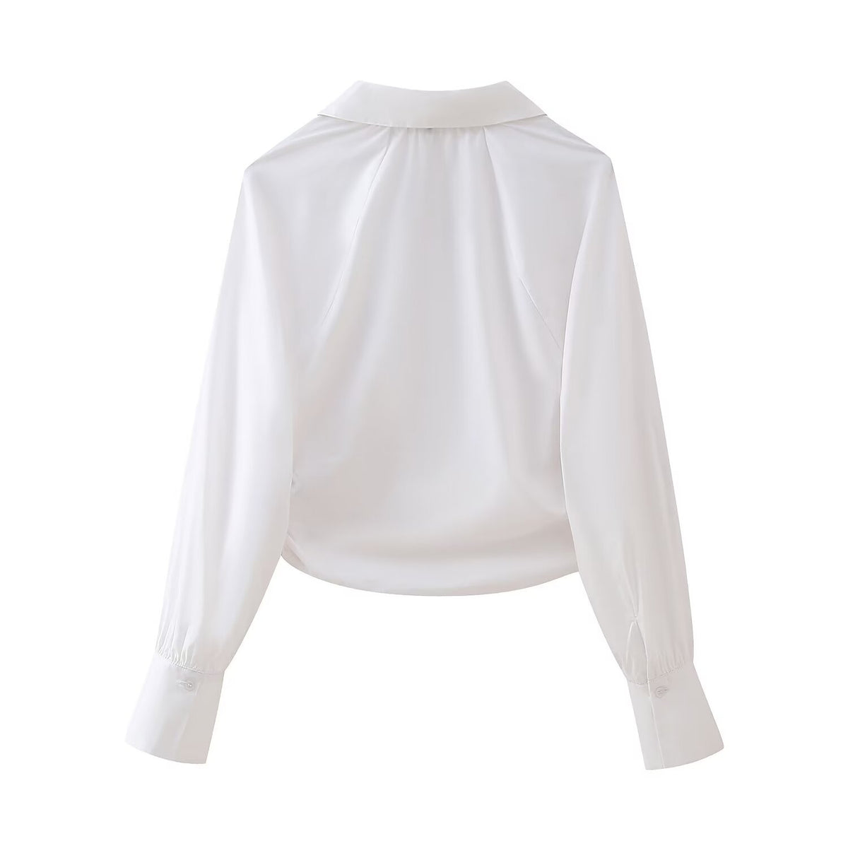 Winter Women Clothing Fashionable Pleated Short Poplin Shirt