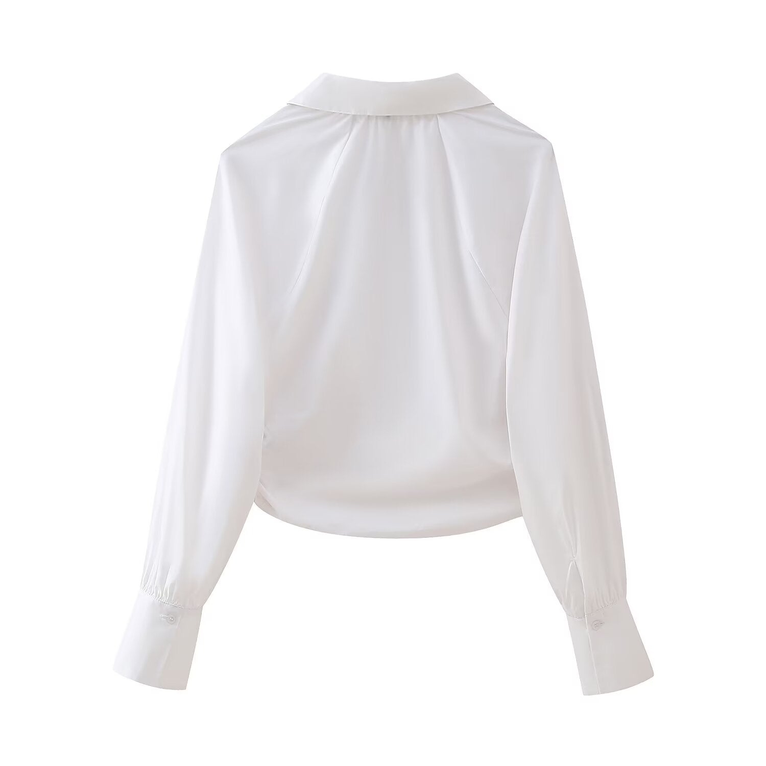 Winter Women Clothing Fashionable Pleated Short Poplin Shirt