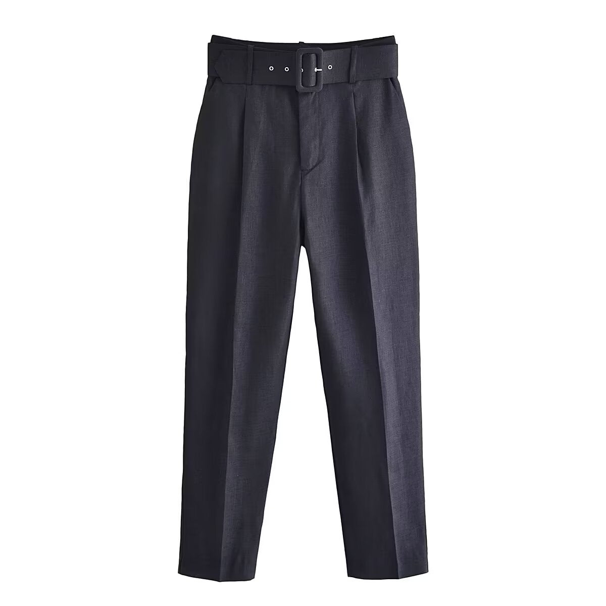 Women Belt Casual Pants Black