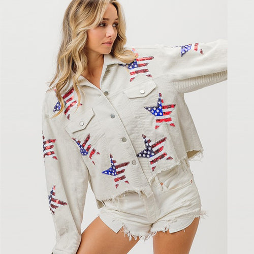 0Spring Autumn Best Sequined Jacket Coat Top Day Sequin Corduroy Women Outerwear