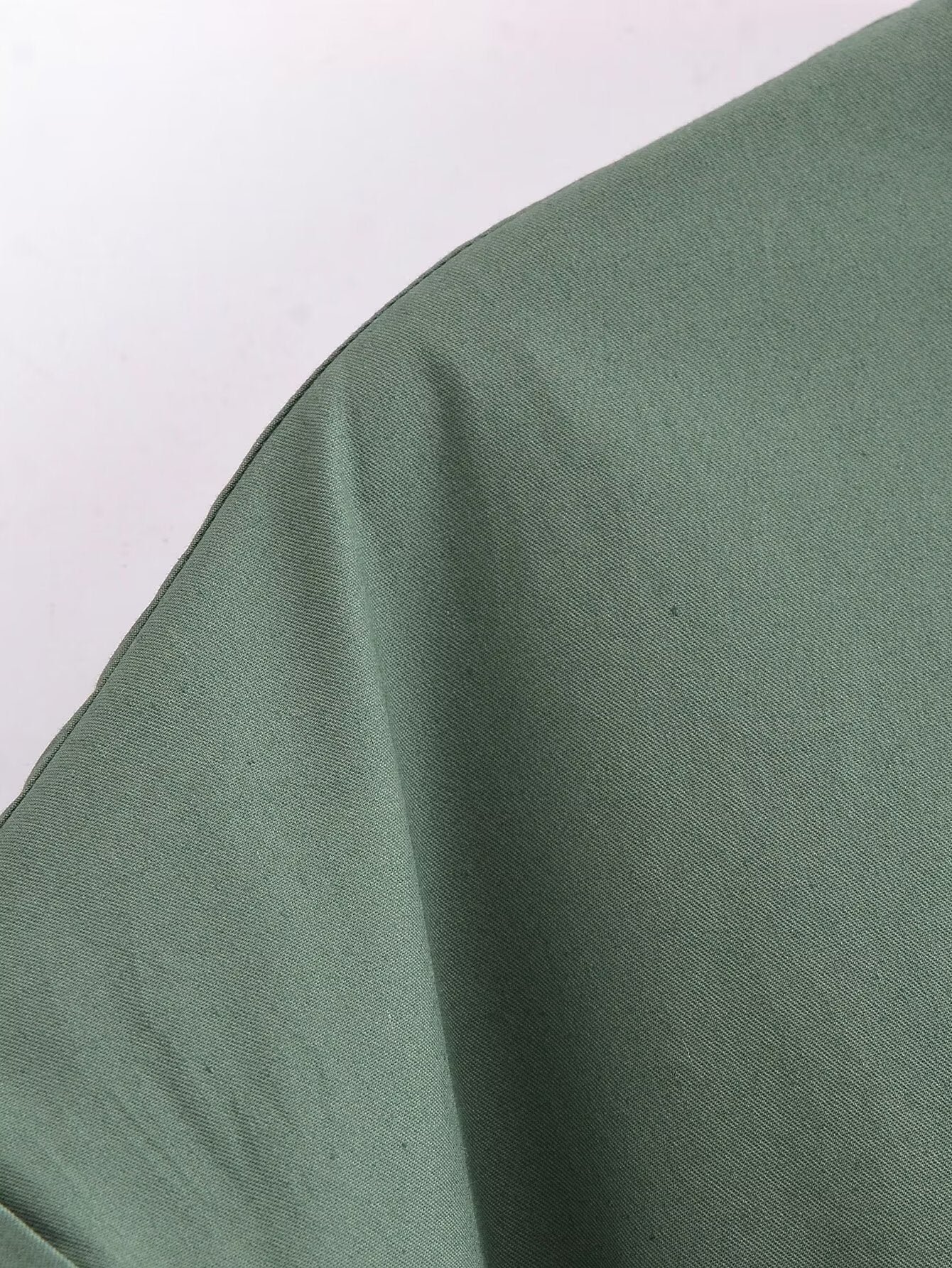 Spring Women Solid Color Slim Fit Short Sleeve with Knot Details Poplin Shirt