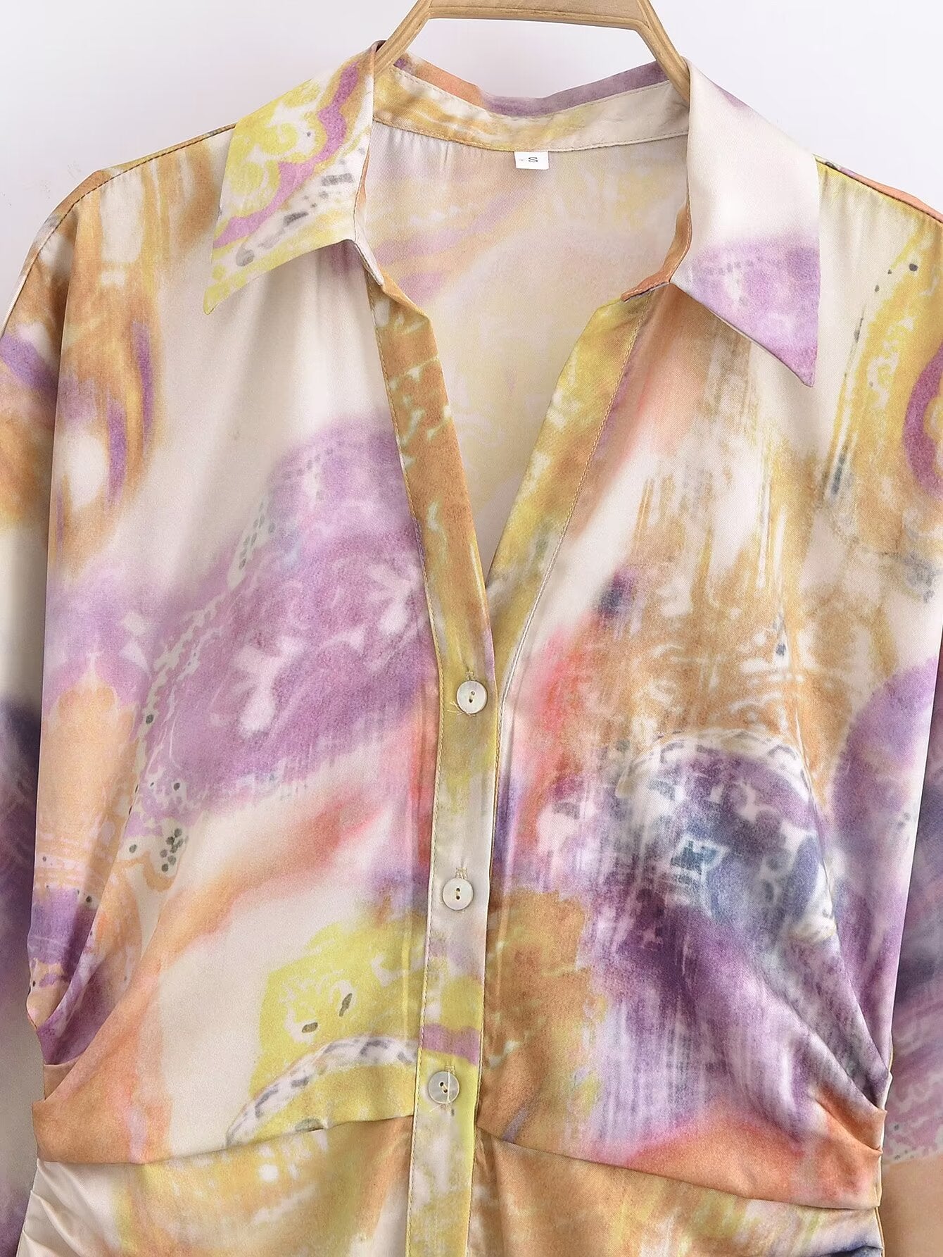 Spring Women Clothing Fashionable Printed Silk Satin Textured Dress