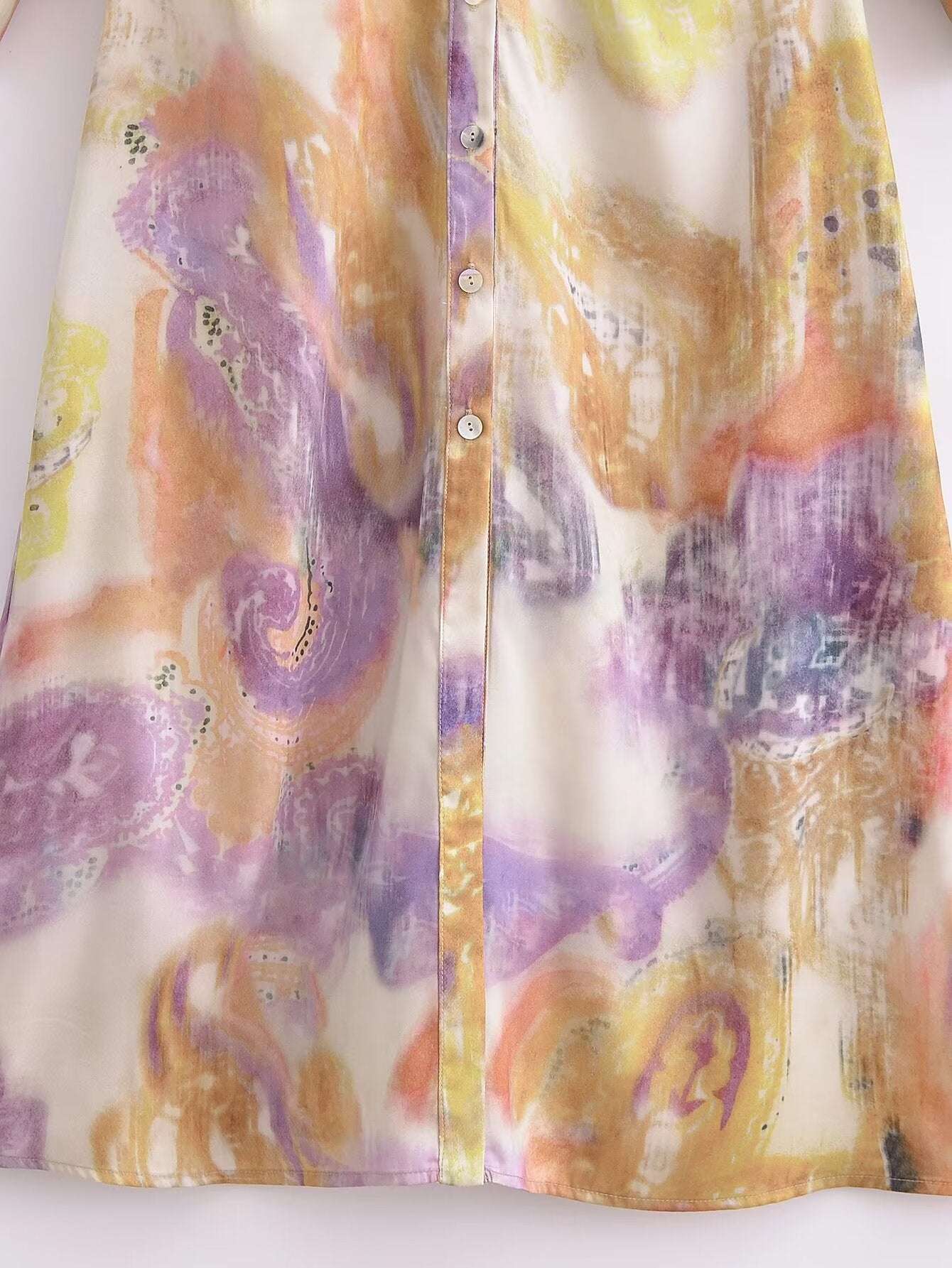 Spring Women Clothing Fashionable Printed Silk Satin Textured Dress
