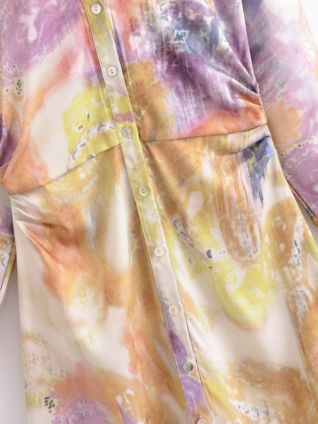 Spring Women Clothing Fashionable Printed Silk Satin Textured Dress