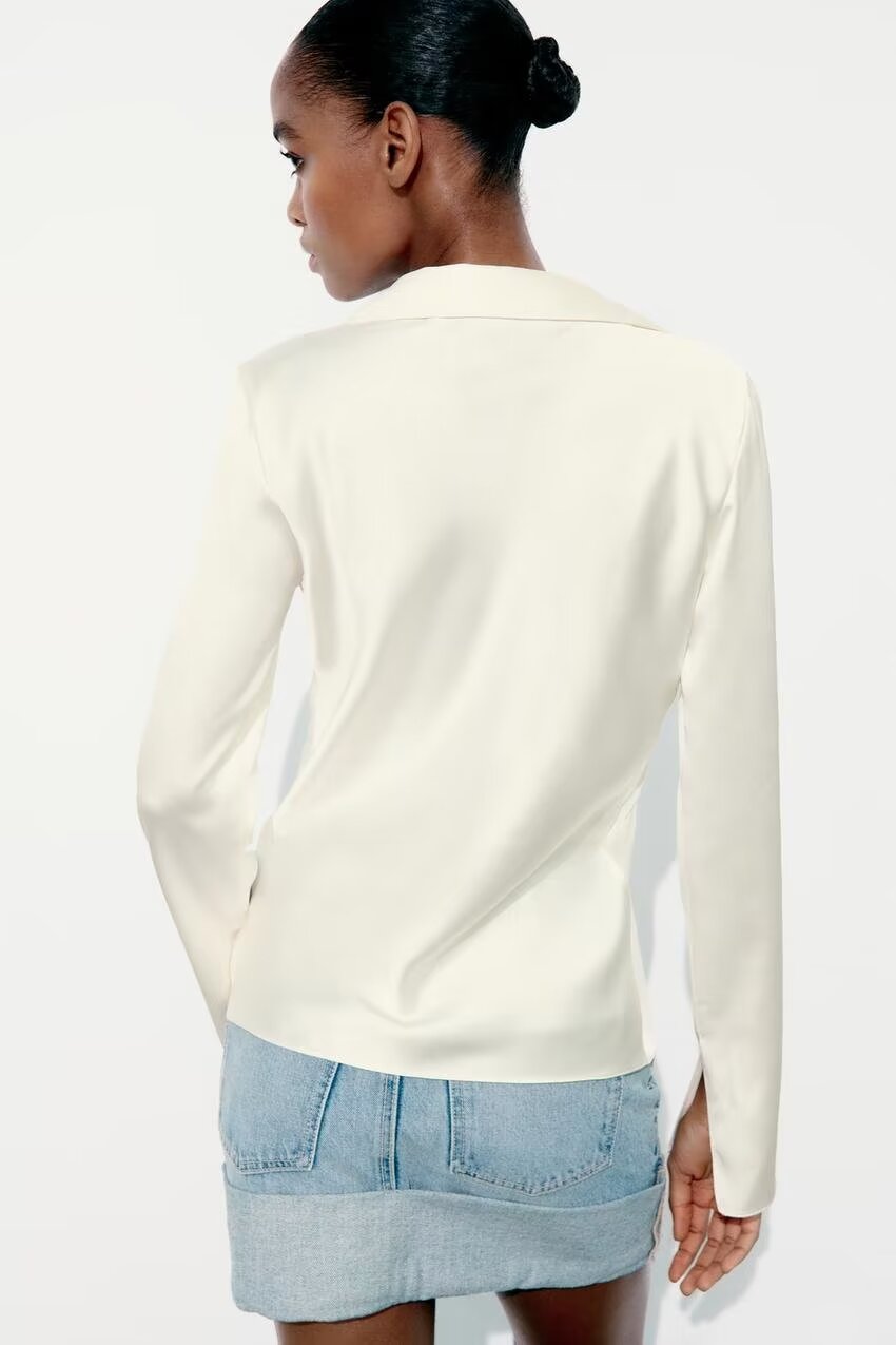 Winter Women Clothing Bowknot Silk Satin Textured Shirt