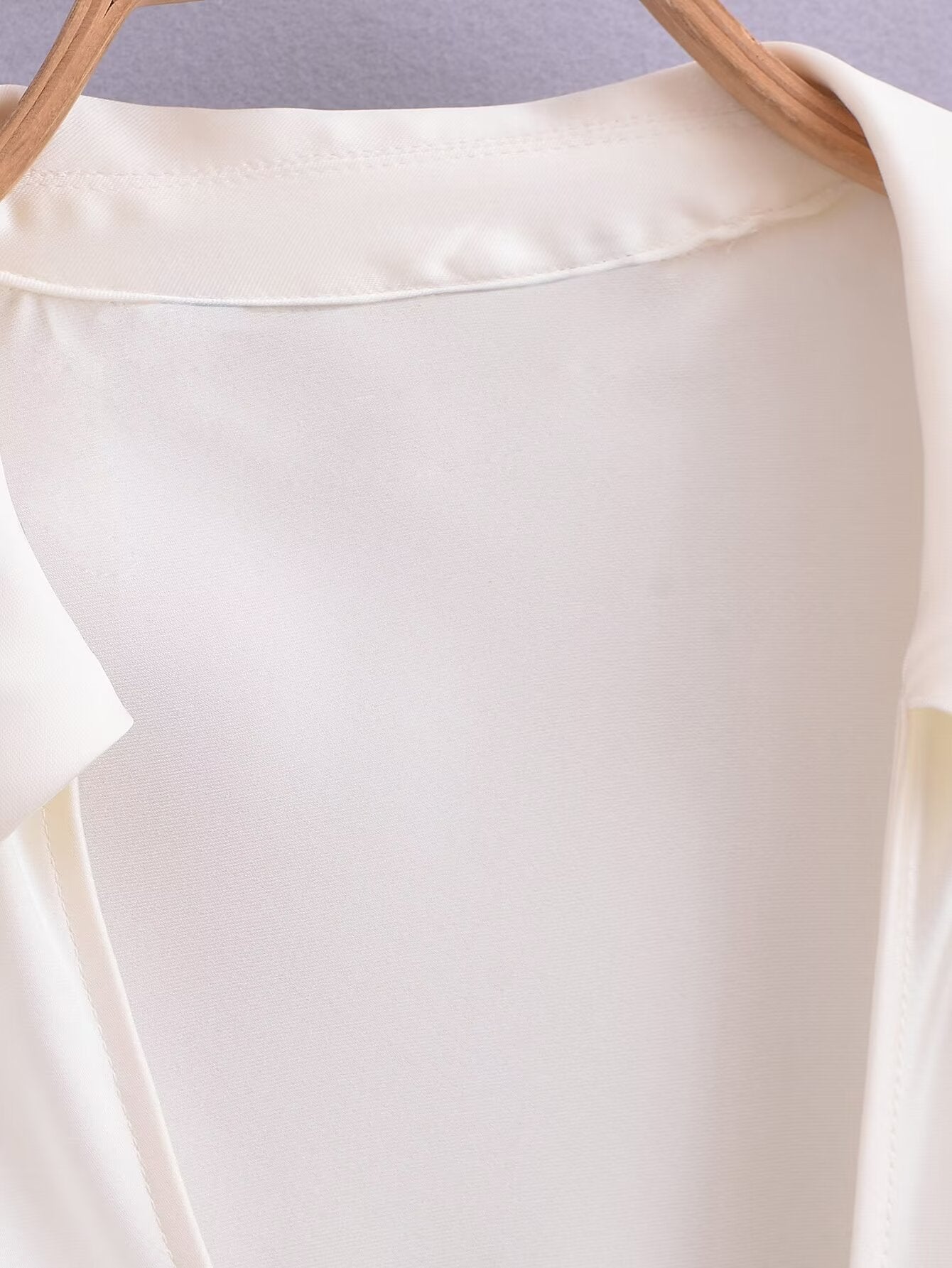 Winter Women Clothing Bowknot Silk Satin Textured Shirt