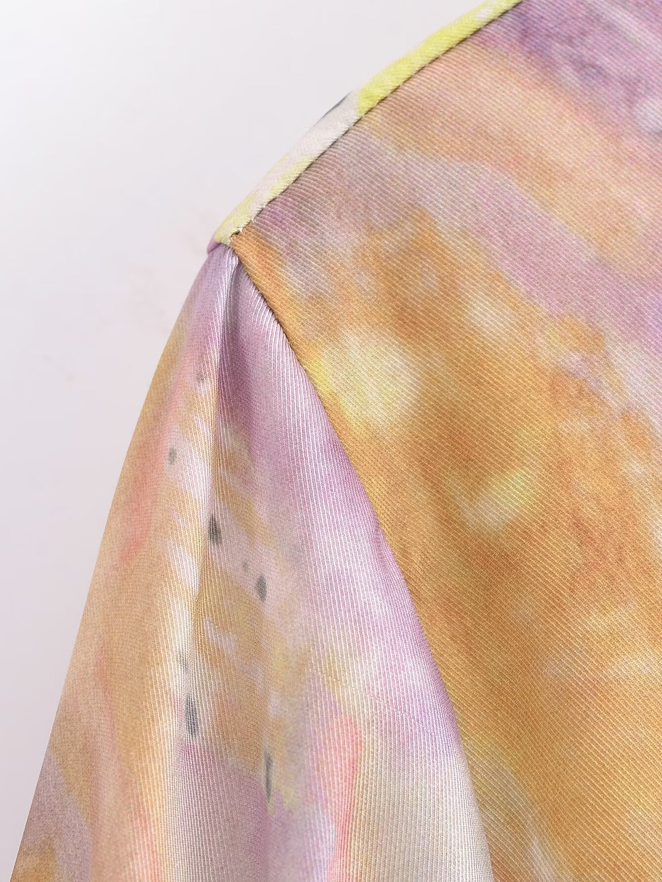 Spring Women Clothing Fashionable All Match Printed Silk Satin Textured Shirt
