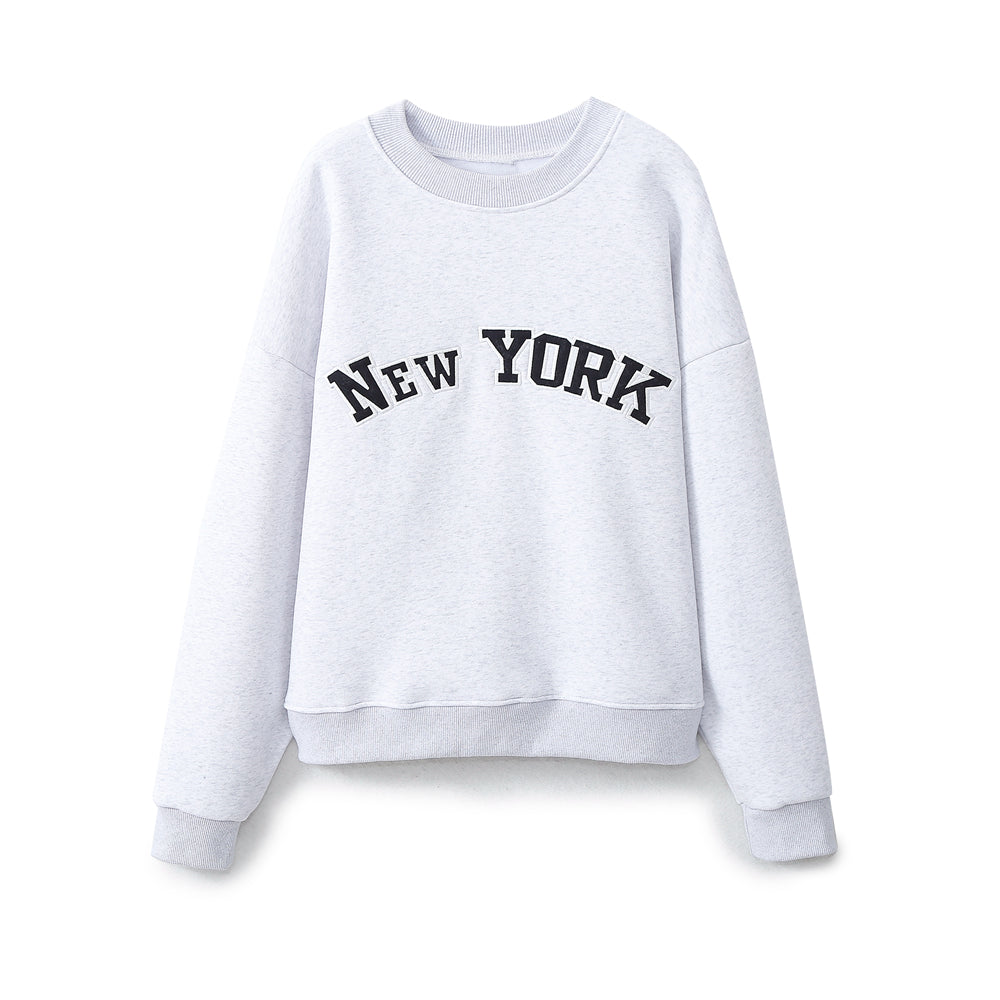 Spring Women Embroidered Flannel round Neck Sweatshirt for Women