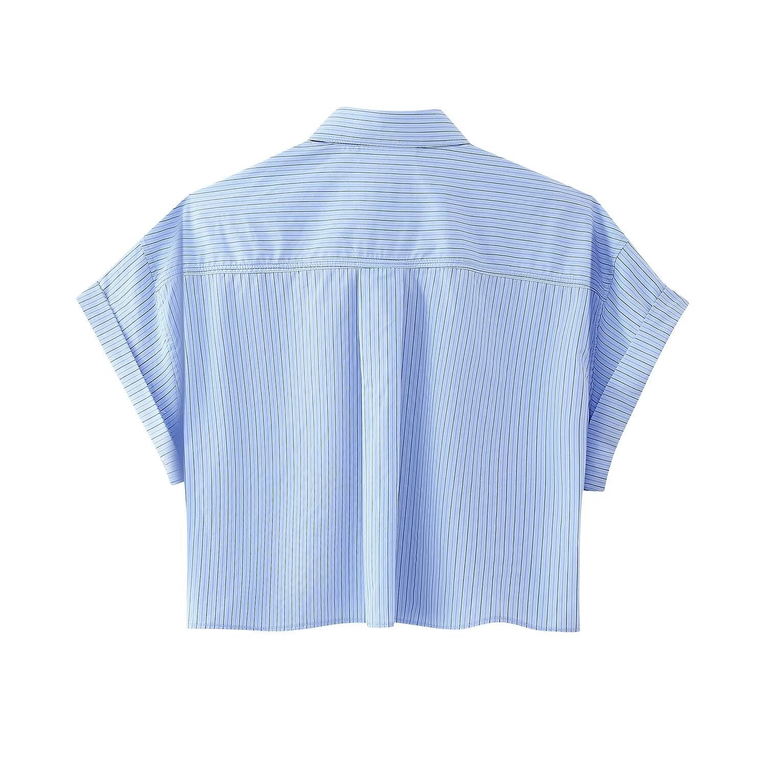 Summer Loose Short Pocket Decorative Poplin Shirt