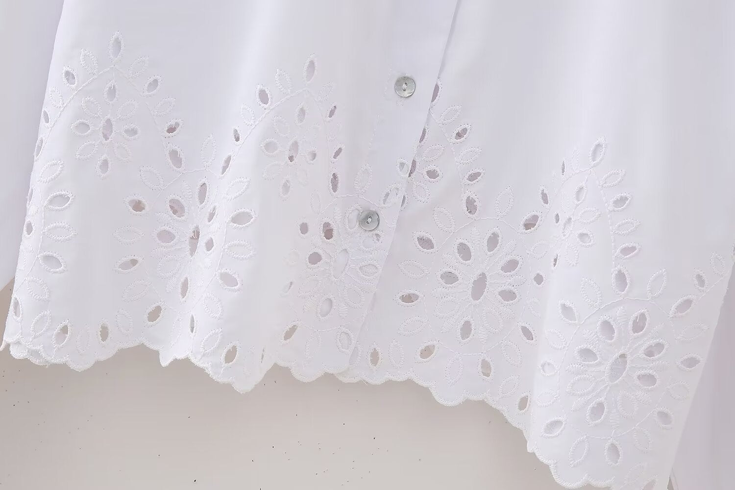 Women Clothing French Hollow Out Cutout Embroidery Short Shirt