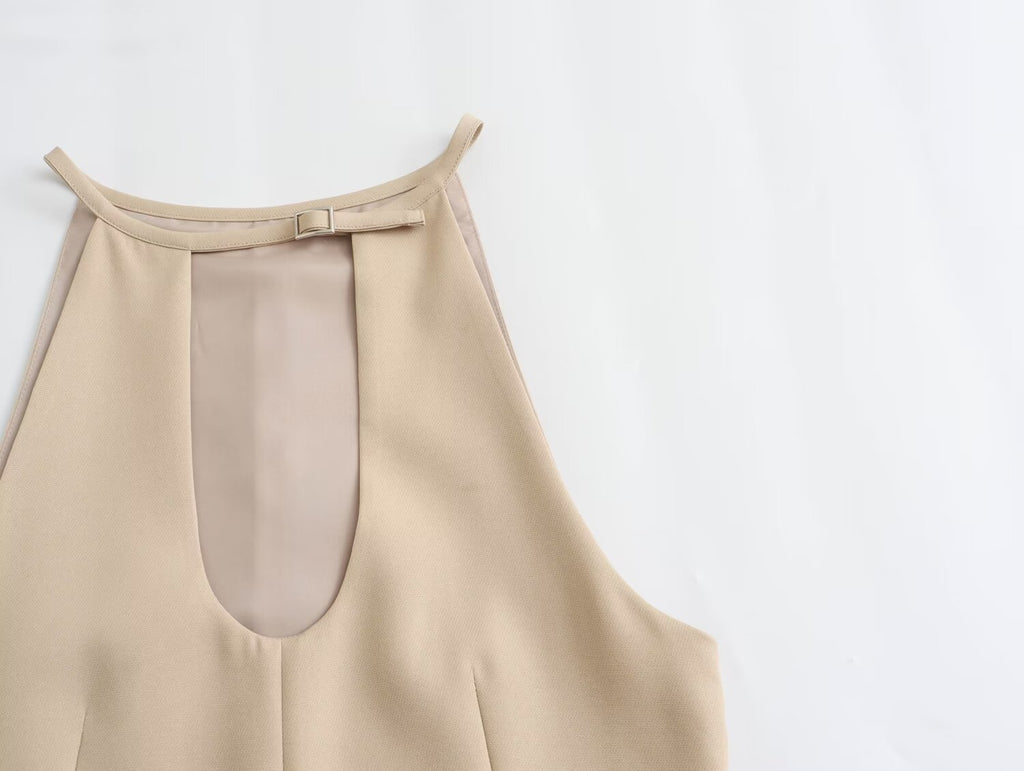Women Clothing Casual Adjustable Buckle Decoration Small Top
