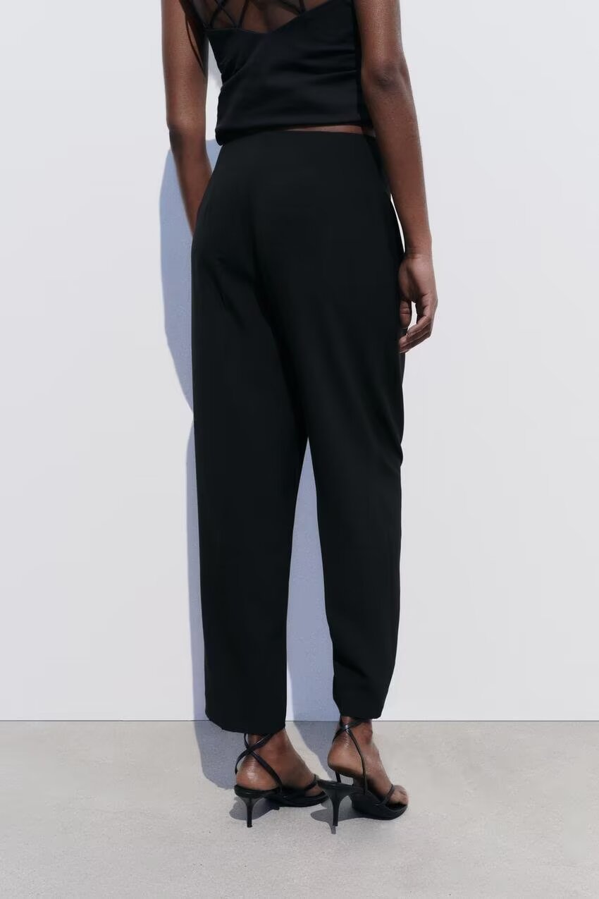 Women Clothing French Double Breasted Design Waist of Trousers Skinny Pant