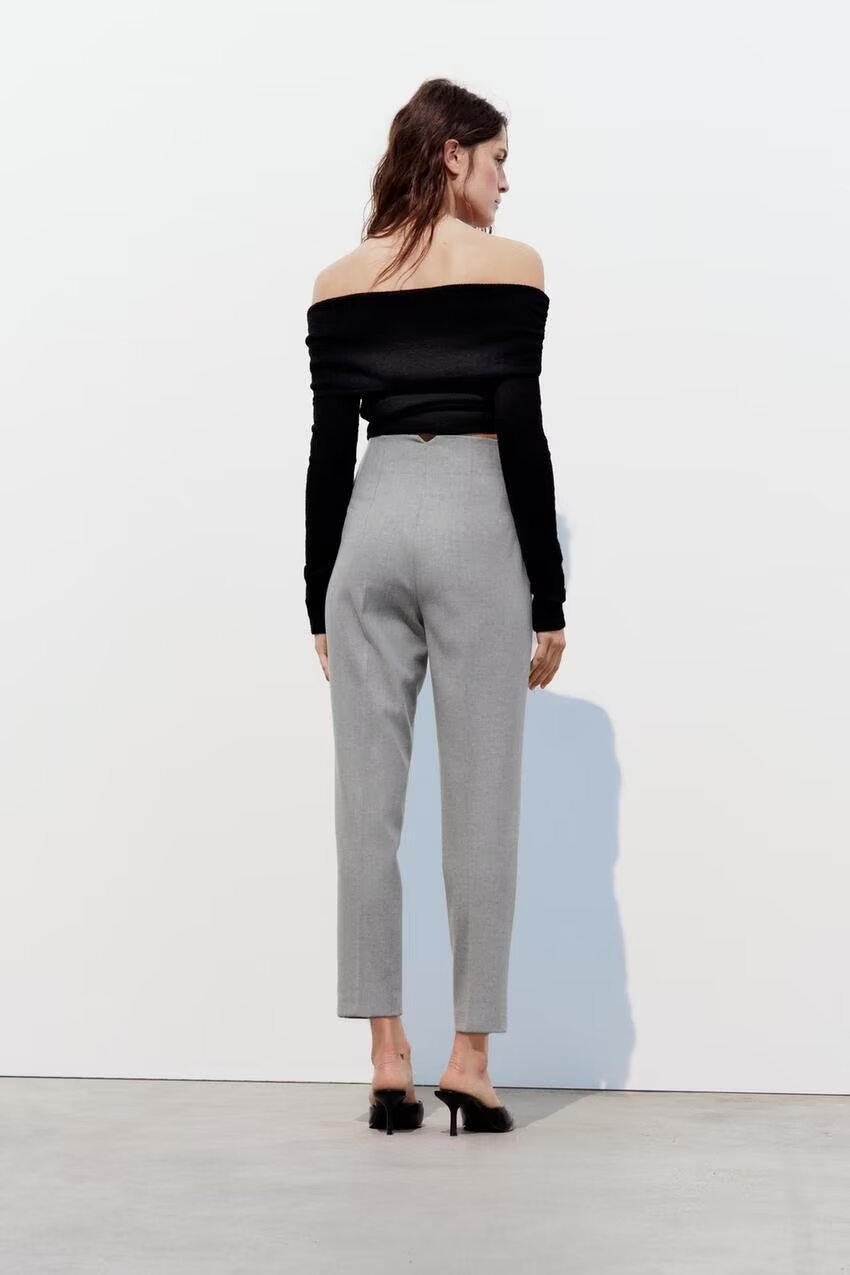 Autumn High Waist Slimming Waist Pleated Work Pant for Women