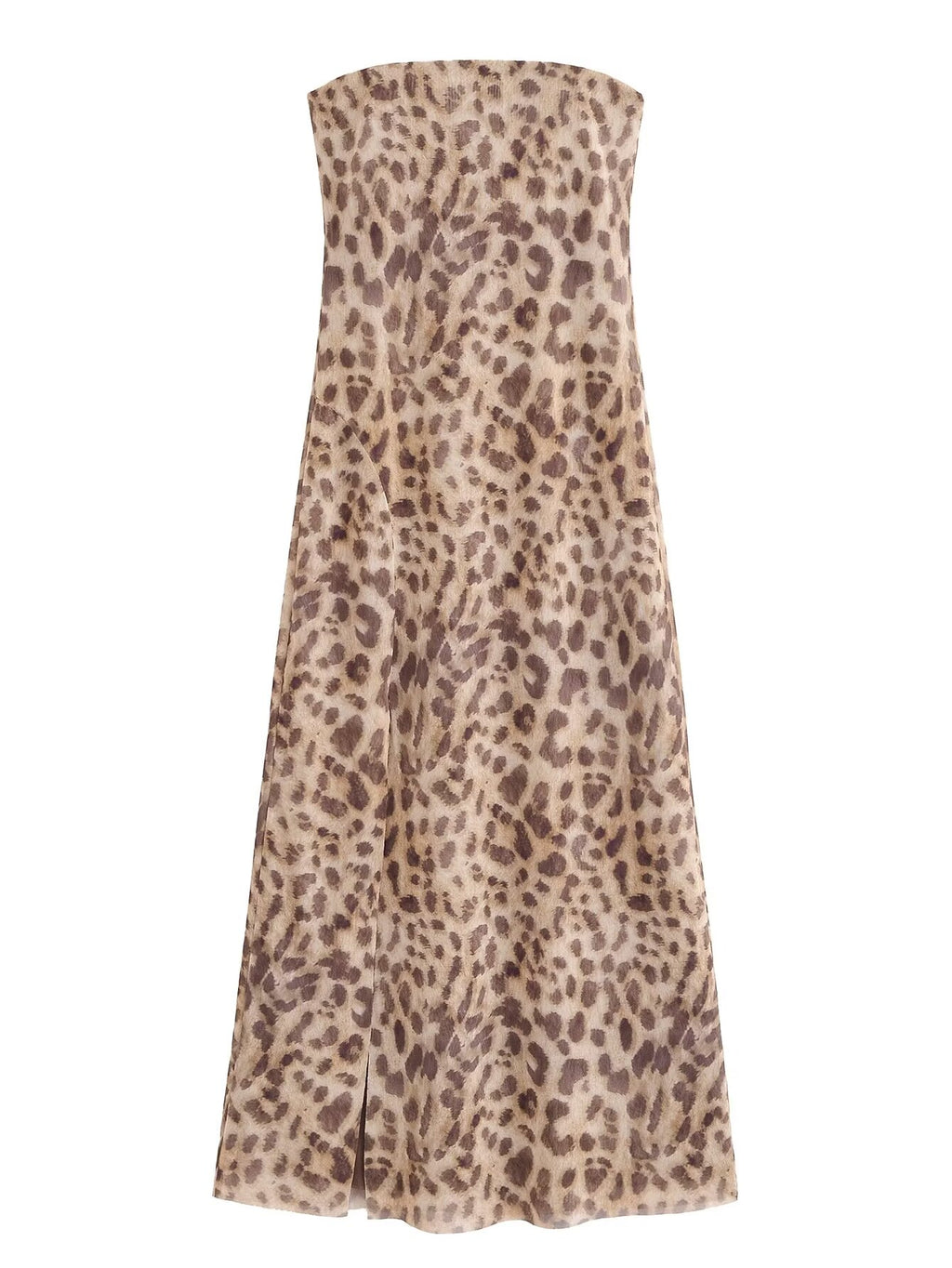Women Elegant Leopard Print Tube Top Dress