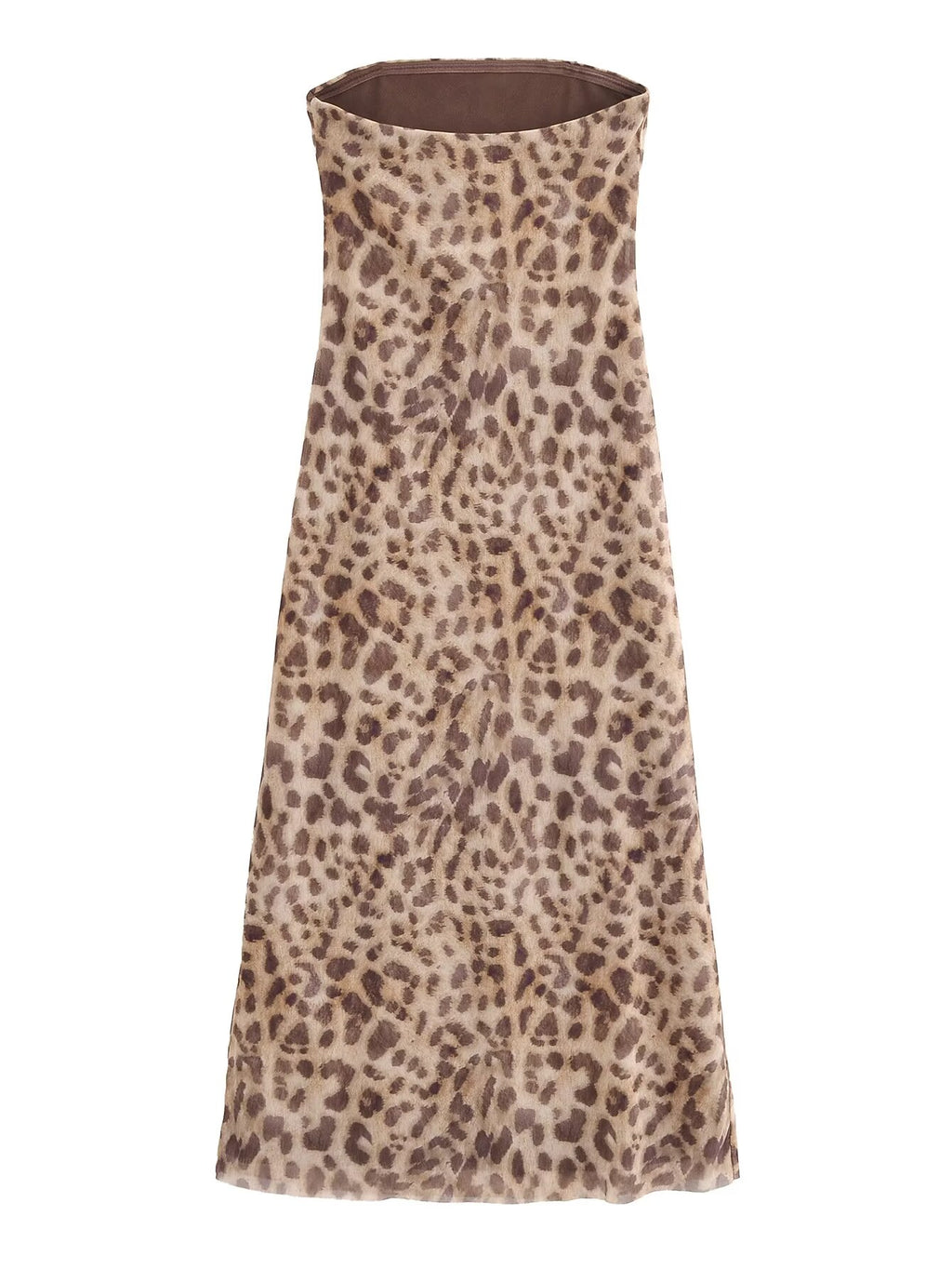 Women Elegant Leopard Print Tube Top Dress