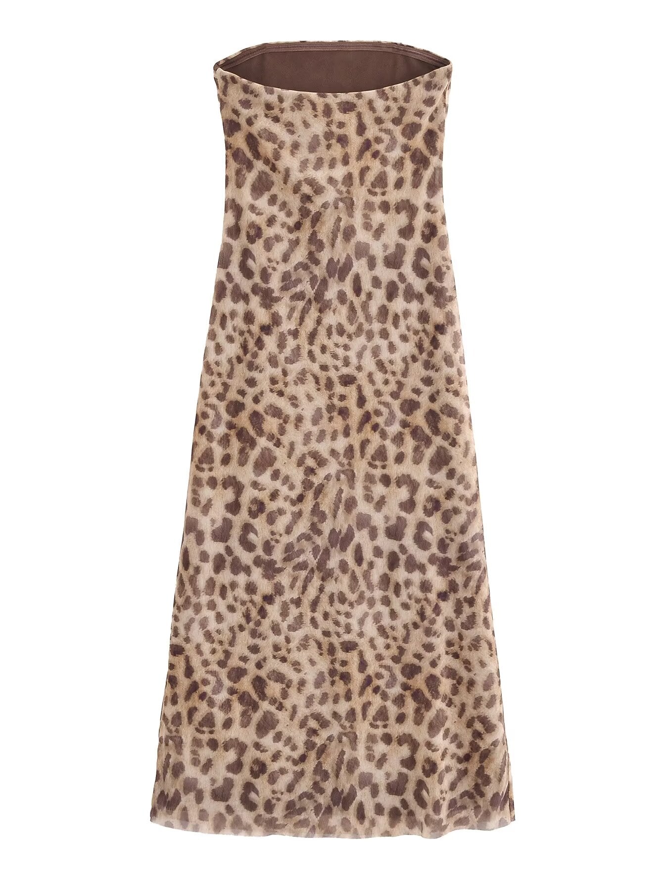 Women Elegant Leopard Print Tube Top Dress